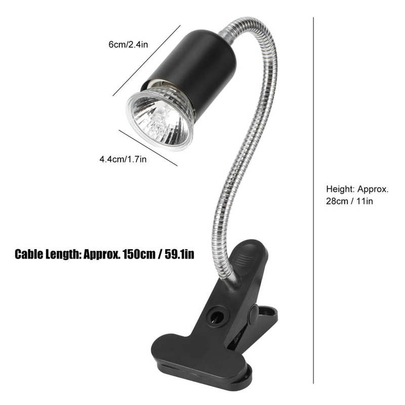 25W Reptile Heat Lamp Clip On Aquarium Amphibians Tortoise Basking Lamp With 360 Degree Twist Flexible Hose Bright Sunlight