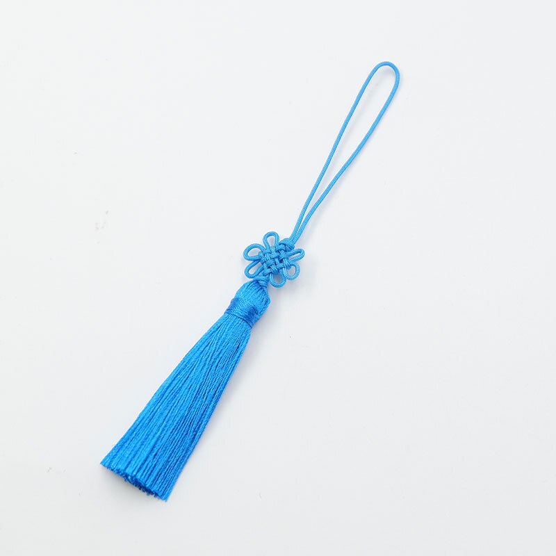 Pompon à franges U disque 5 pièces | Nœuds chinois lisses, pendentif bricolage artisanal, signet garniture de gland rideaux, décor glands ruban: Lake blue tassls
