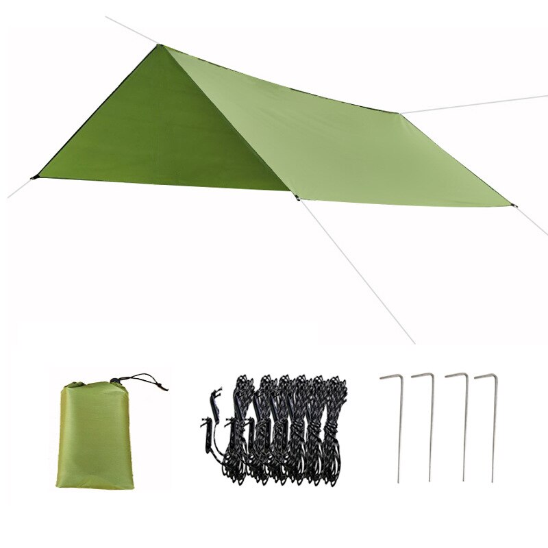 Multifunktionelt telt presenning vandtæt kraftig skygge sejl solsejlads udendørs 118 x 118 inches til rejsecamping  zj55: Grøn