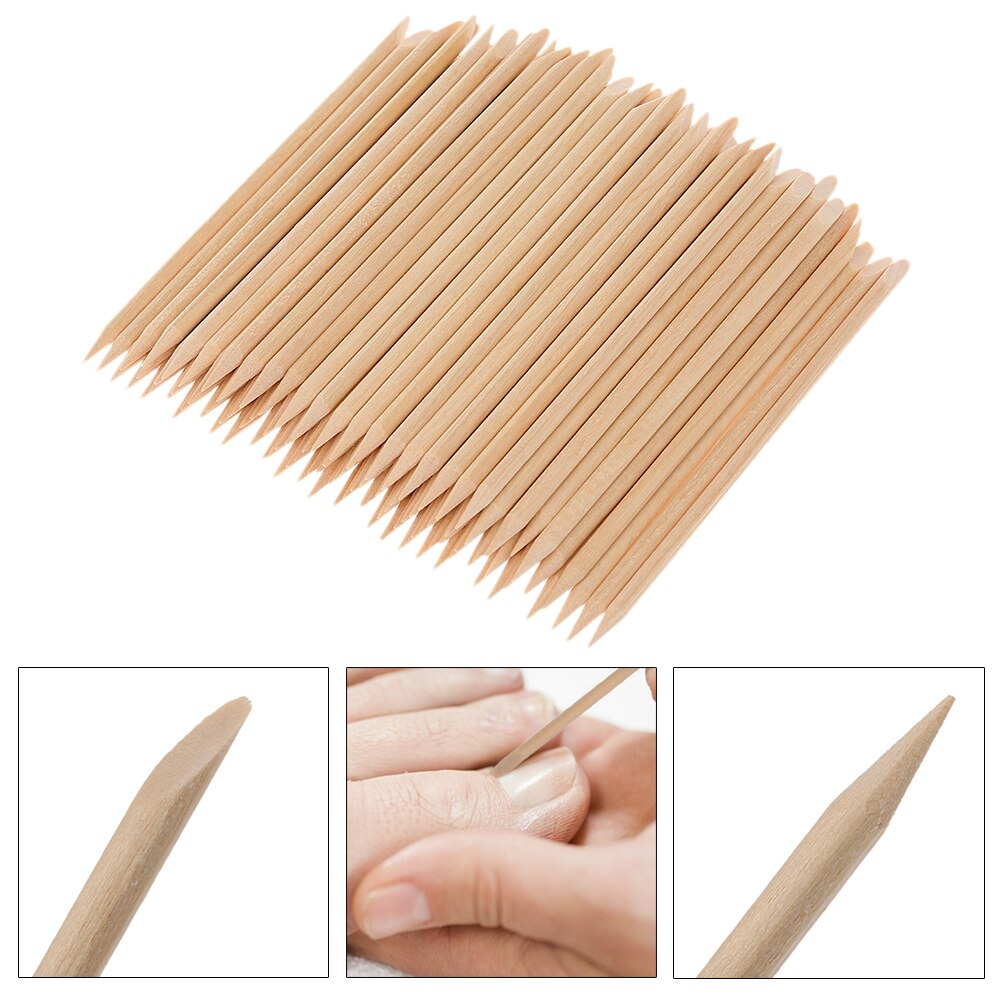 100 stuks houten nagelriemduwerstokjes, nagelriemverwijderaar voor nagelkunst, houten stokjes, manicure en pedicure, wegwerpgereedschap