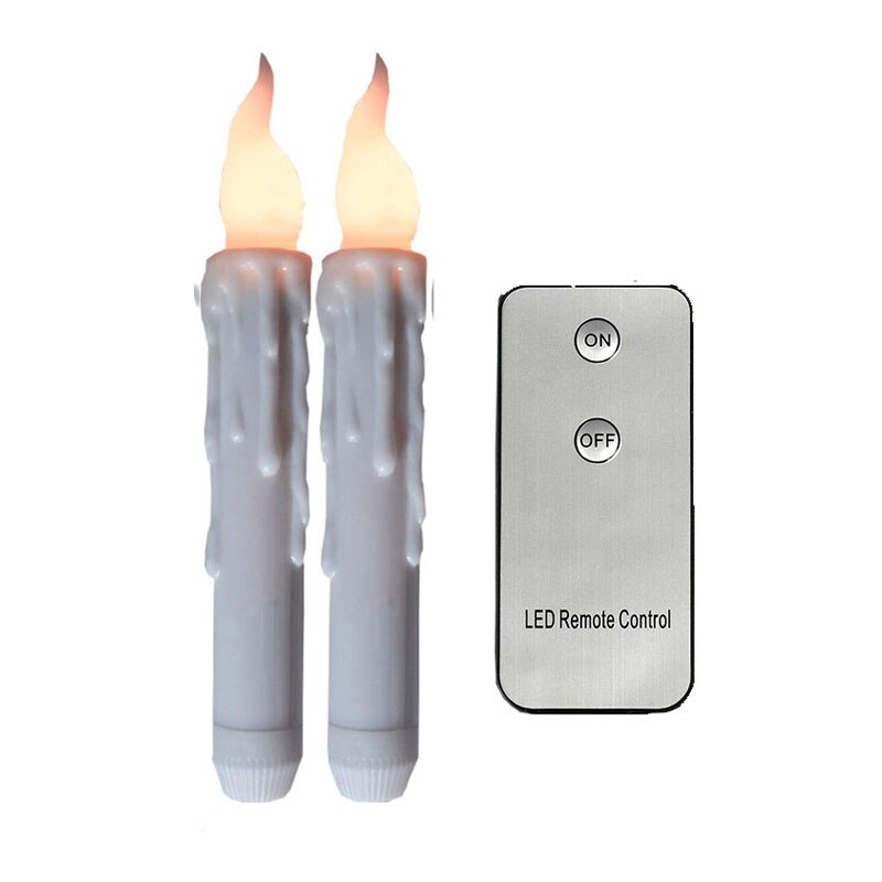 Pack of 2 Flickering Yellow Light Battery Operated Candles With Remote,Electronic Decorative Candle Light For Wedding Church