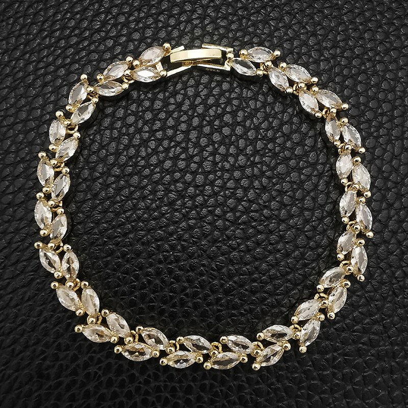 2022 Trendy Leaves Rose Gold Silver Color Bracelet Bangle for Women Anniversary Jewelry Moonso Bulk S5878: Gold-color