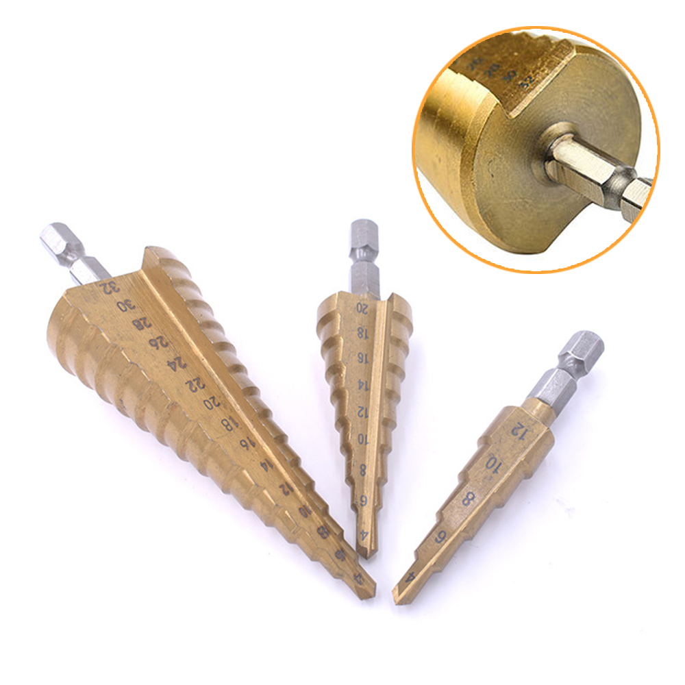 DIZAINLIFE HSS Cobalt Twist Step Drill Bit Set Cone Pagoda Shape Wood Metal Hole Cutter Drilling Titanium Coated Core Drill Bit