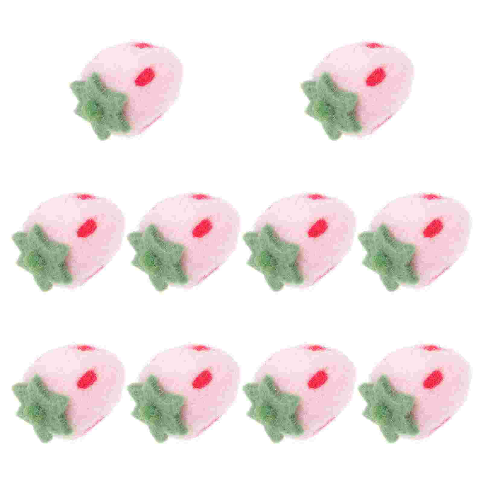 10pcs Felting Crafts Wool Felting Crafts Strawberry Shaped Felt Crafts for DIY Decor