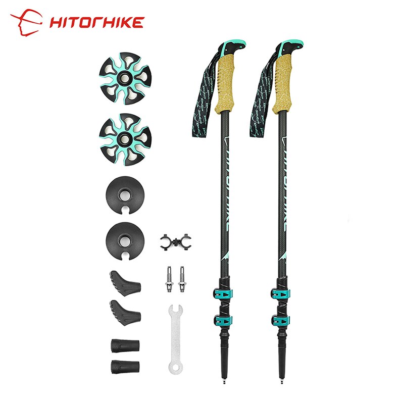 Hitorhike par /2 stk kulfiber trekking stave nordiske vandrestave carbon trekking stick alpenstock vandrestok til turisme: Default Title