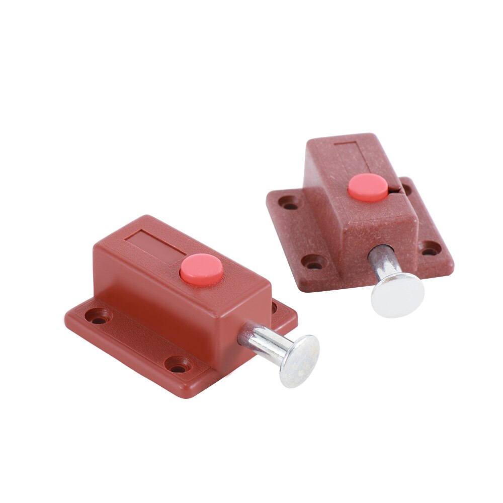 2pcs Window Cabinet Push Button Spring Load Automatic Door Bolt Lock Furniture Hardware Plastic Latch Automatic Spring Latch