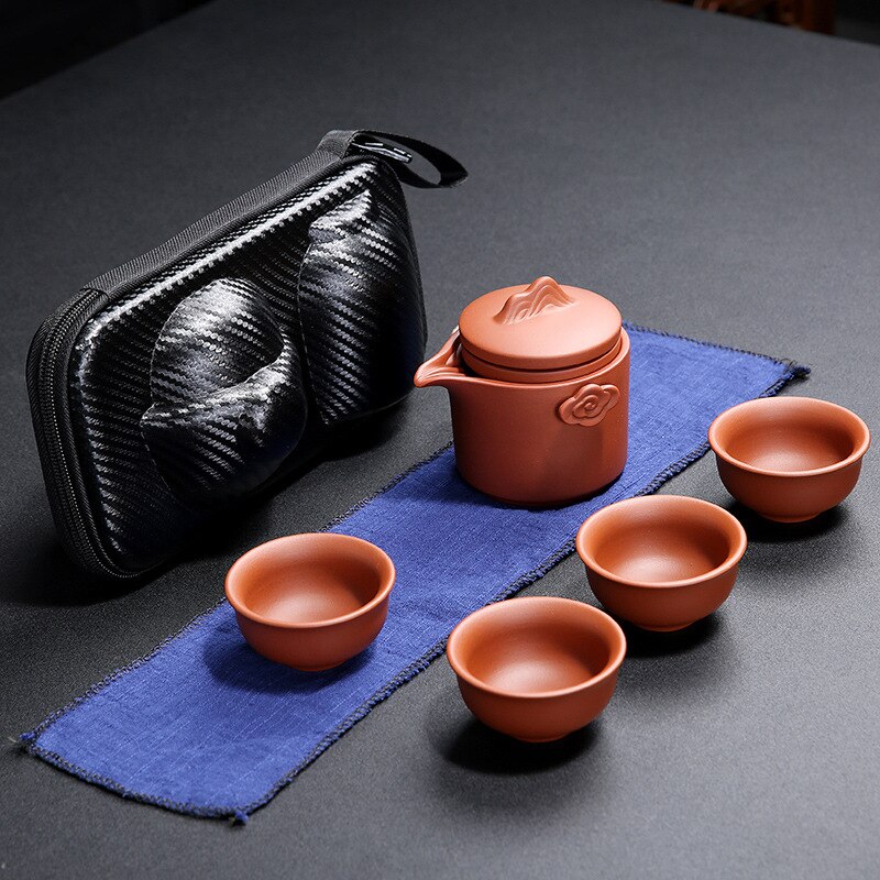 Purple Sand Tea Set Chinese Kung Fu Travel Tea Sets Purple Portable Teapot Set Outdoor Gaiwan Tea Cups of Tea Ceremony Teacup: 05