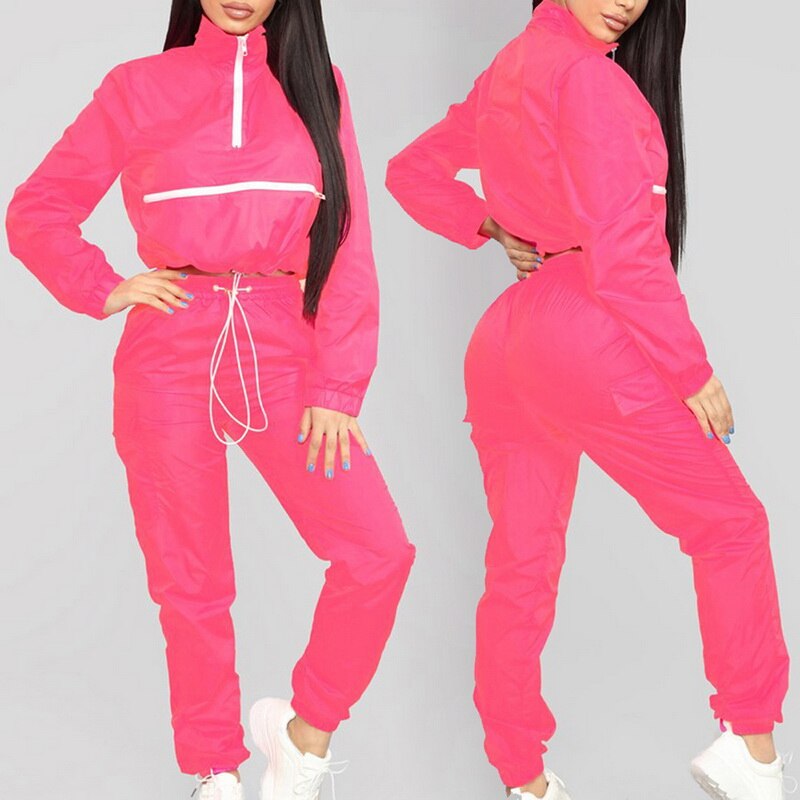 CALOFE Reflective Two Piece Set Drawstring Crop Top and Pants Hip Hop Club Festival Outfit Tracksuit Joggers Suit Sportswear