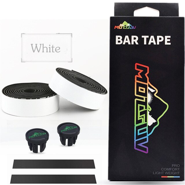 Motsuv guidoline de vélo anti-vibrations pu eva courbée vélo route vélo bandes course respirant antidérapant guidon ceinture wrap: Blanc