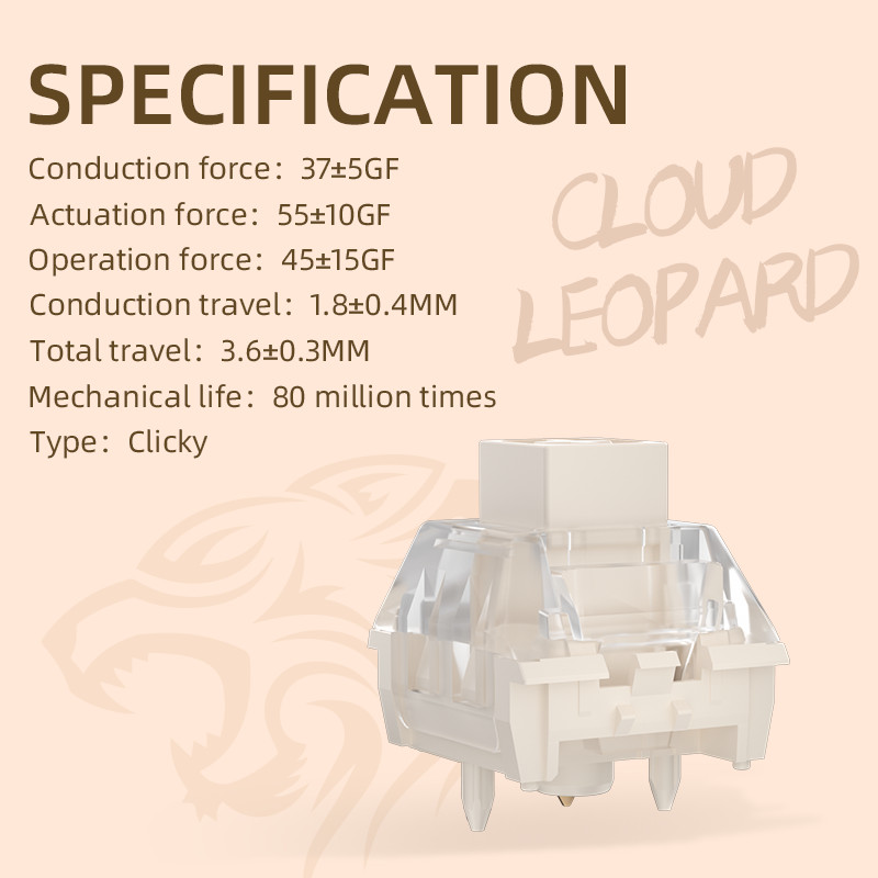Przełącznik klawiatury Kailh BOX Cloud Leopard Klawiatura mechaniczna 5-pinowy przełącznik kliknięcia do gier DIY