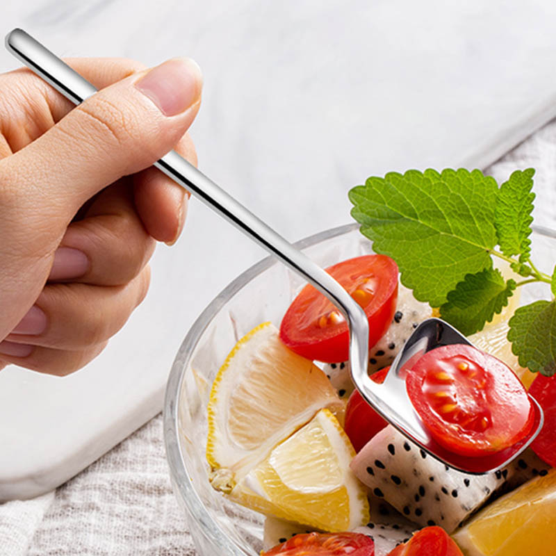 1Pcs Cake Dessert Fork /Spoon kitchen Tableware Long Handle Luxury style Fruit Fork Stainless Steel Coffee Spoon Kitchen Tool