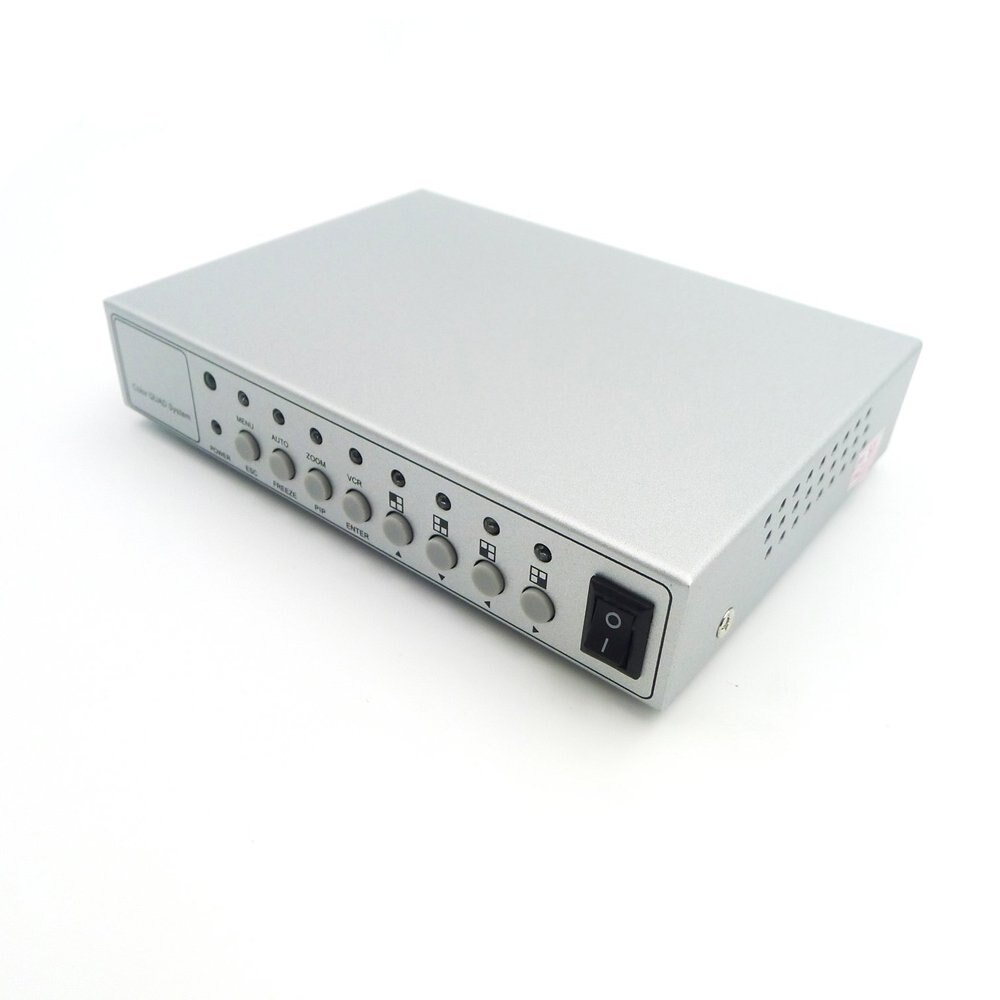 Podofo Metal Shell HD Color Video Quad Splitter Processor System Kit CCTV Video Camera Switcher Remote + Control 6 BNC Adapter