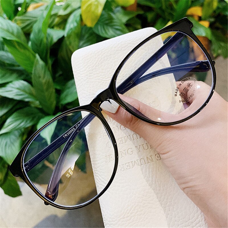 Montura de gafas redondas Anti-blue light para mujer y hombre, gafas de ordenador ultraligeras, gafas transparentes Vintage de gran tamaño
