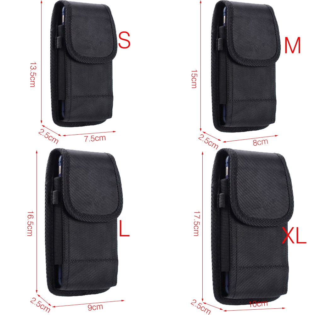 Sac de rangement pour téléphone Portable, pochette pour téléphone Portable noir solide avec Clip de ceinture sans mousqueton, sac de rangement pour téléphone Portable d'extérieur pour femmes et hommes