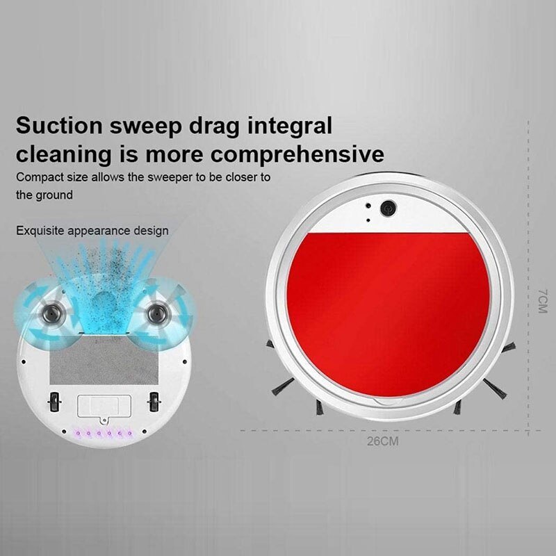Slim ing Robot, ligent High Suction Robotic Vacuum Cleaner, for Household Pet Hair, Carpet,Red White
