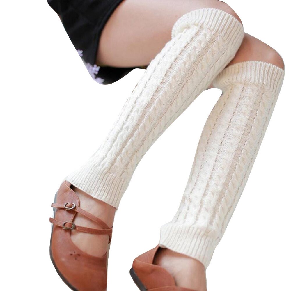 Jambières chaudes pour femmes | Chaussettes longues tricotées, en Crochet, hiver