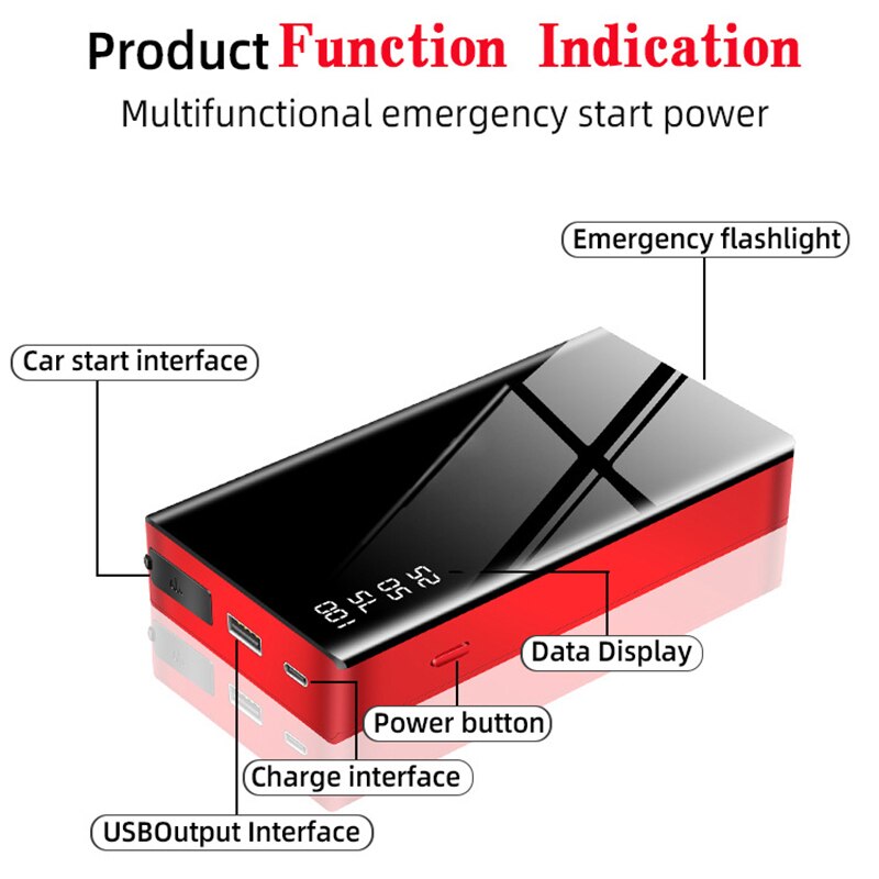 EAFC 600A Car Battery Starter Portable Jumper Emergency Battery Booster 20000mAh Power Bank 12V Starting Device