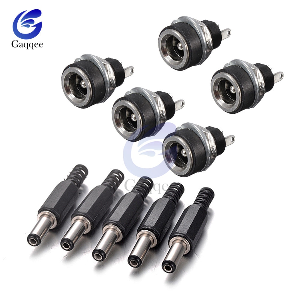 10Stck DC Energie Stecker Stift Buchse Stecker Buchse + Stecker Jack Tafel montieren-anschluss 5,5mm 2,1mm stecker Adapter 2 Terminal Arten