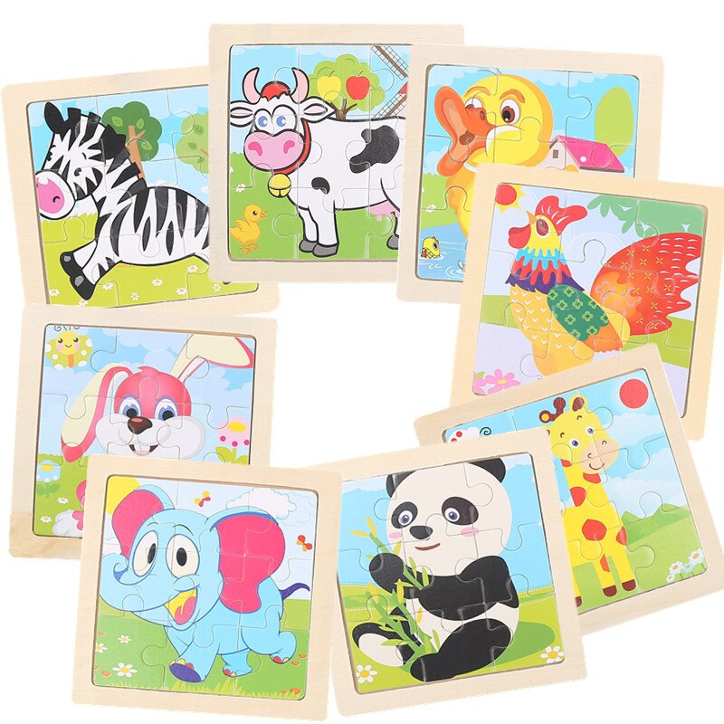 Wooden Jigsaw Puzzle Toys For Children Baby Early Education Puzzle Cartoon Animal Traffic Cognition Wood Puzzle Toy