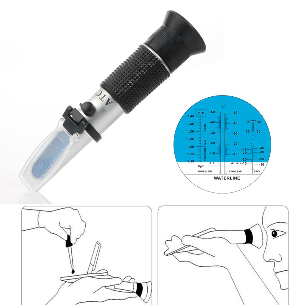 Portable Handheld ATC Antifreeze Refractometer Freezing Point Meterfor Glycol Antifreeze Coolant and Battery Acid