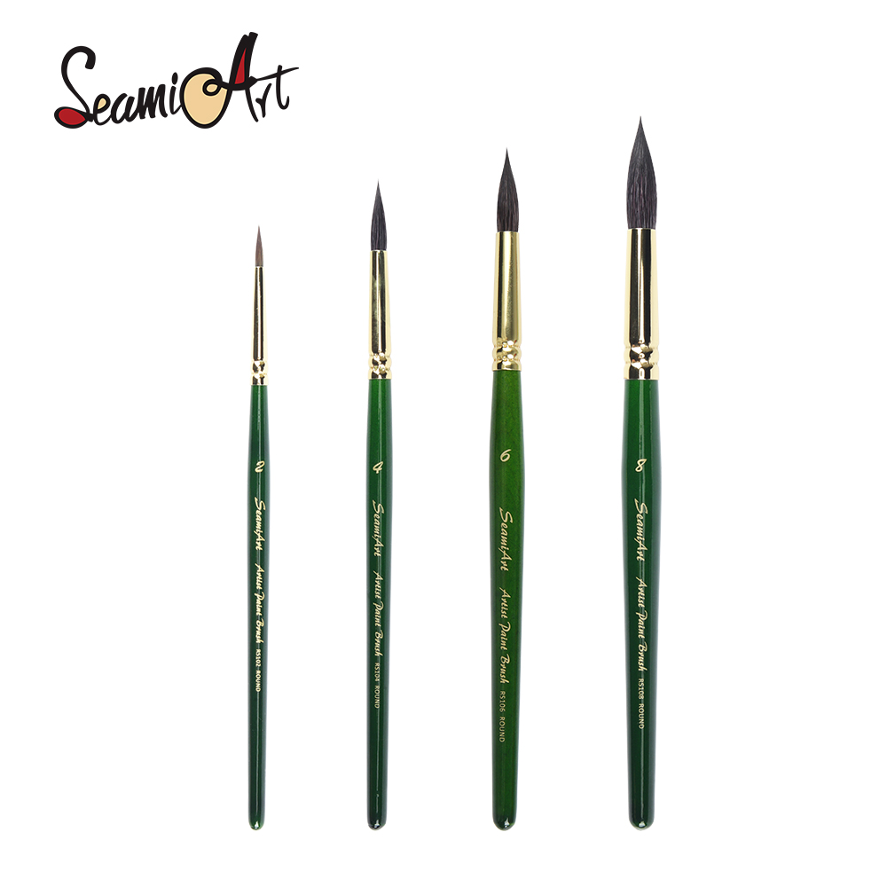 SeamiArt, 1 unidad, pinceles de pintura de pelo de ardilla y marta, pincel de acuarela para suministro de pintura artística para amantes del pelo de animales