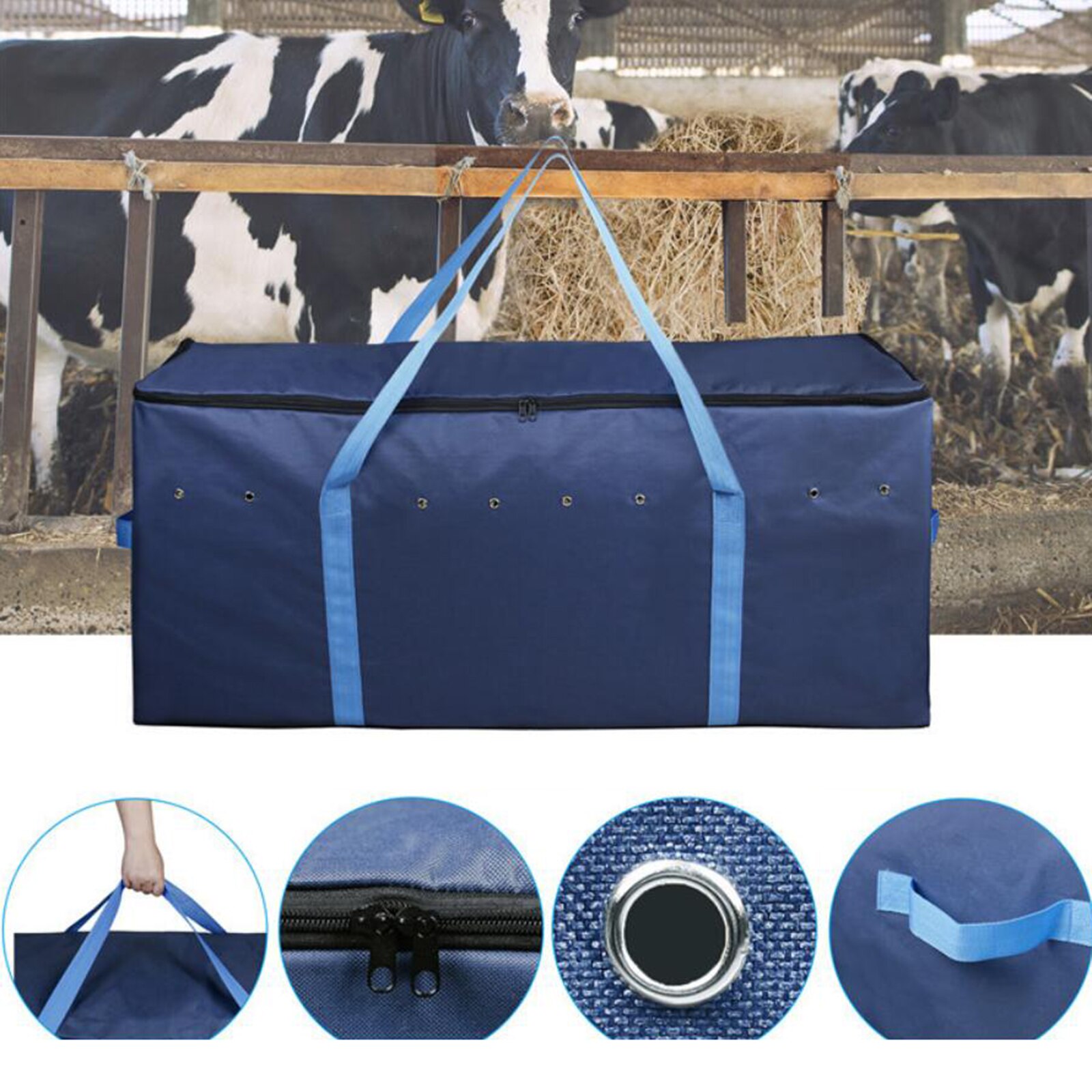 Portable Heavy Duty Hay Bale Bag Zipper Tote 600D Oxford Cloth Waterproof