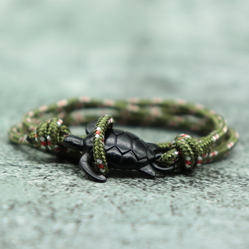 Boho Handgemachte Multilayer Seil Meer Schildkröte Armband Charme Paracord Hand Geflochten Braclet Für Männer Armband Viking Schmuck Homme
