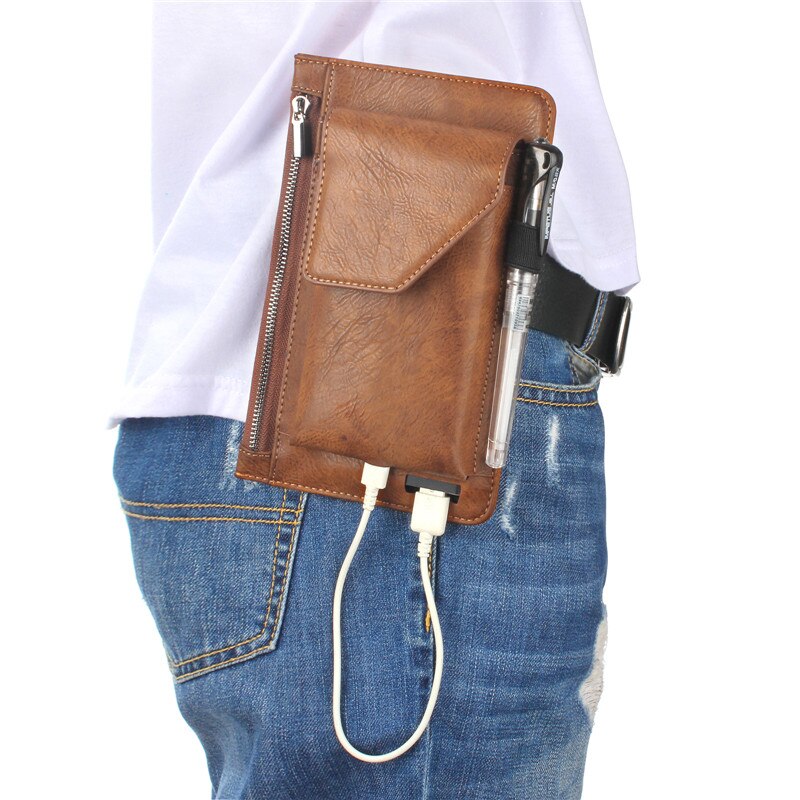 Universele Telefoon Zakje Voor Iphone Samsung Huawei Xiaomi Case Pu Leather Cover Belt Clip Holster Zakken Met Kaart/Pen houder Fundas