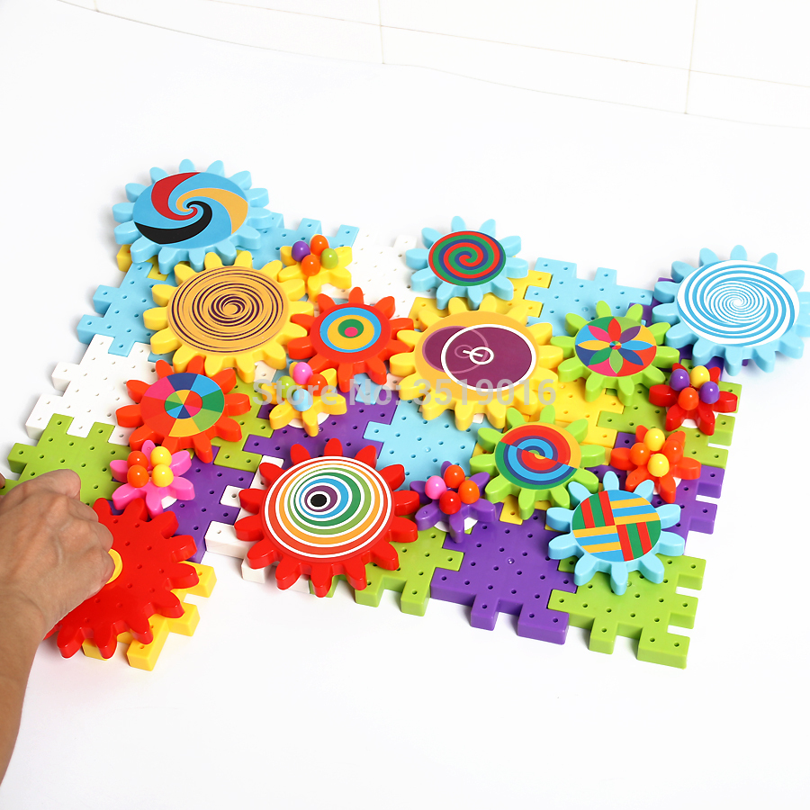 Kaleido Gears Building Set with 3 Different Sized Gears,Kaleidoscope Gear Combination DIY Mosaic Mushroom Nails Construction Kit