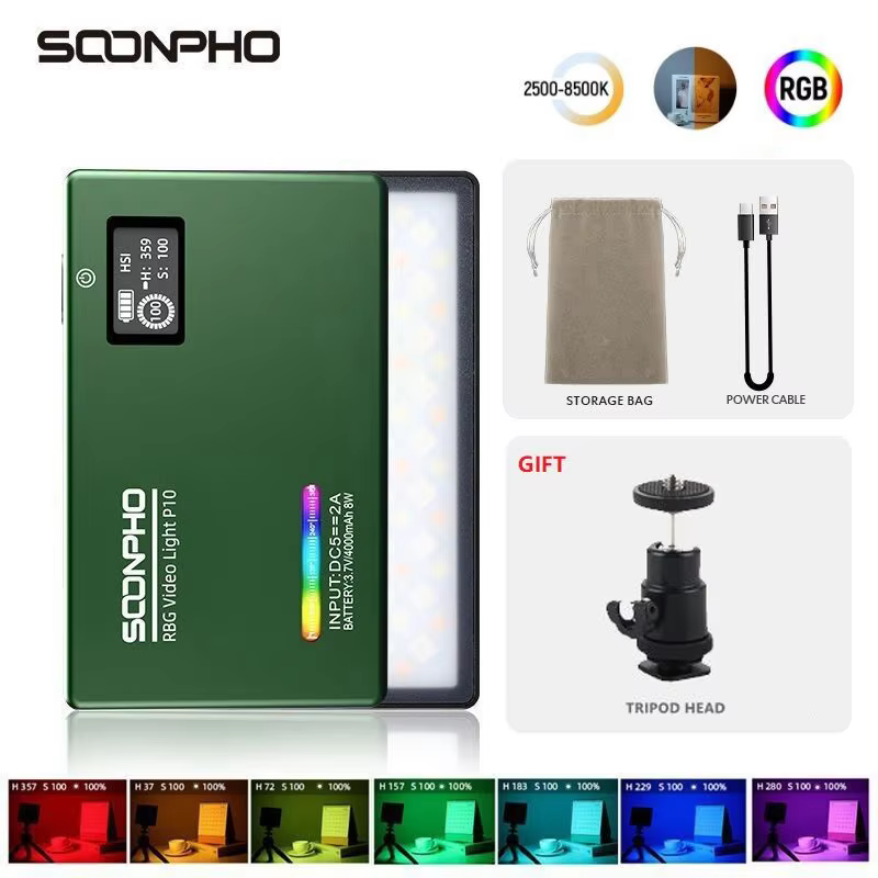 SOONPHO P10 LED RGB Video Licht Professionele CRI 97 Fotografische Verlichting 2500 K-8500 K Bi kleur Voor Fotostudio Draagbare Lamp: Marineblauw