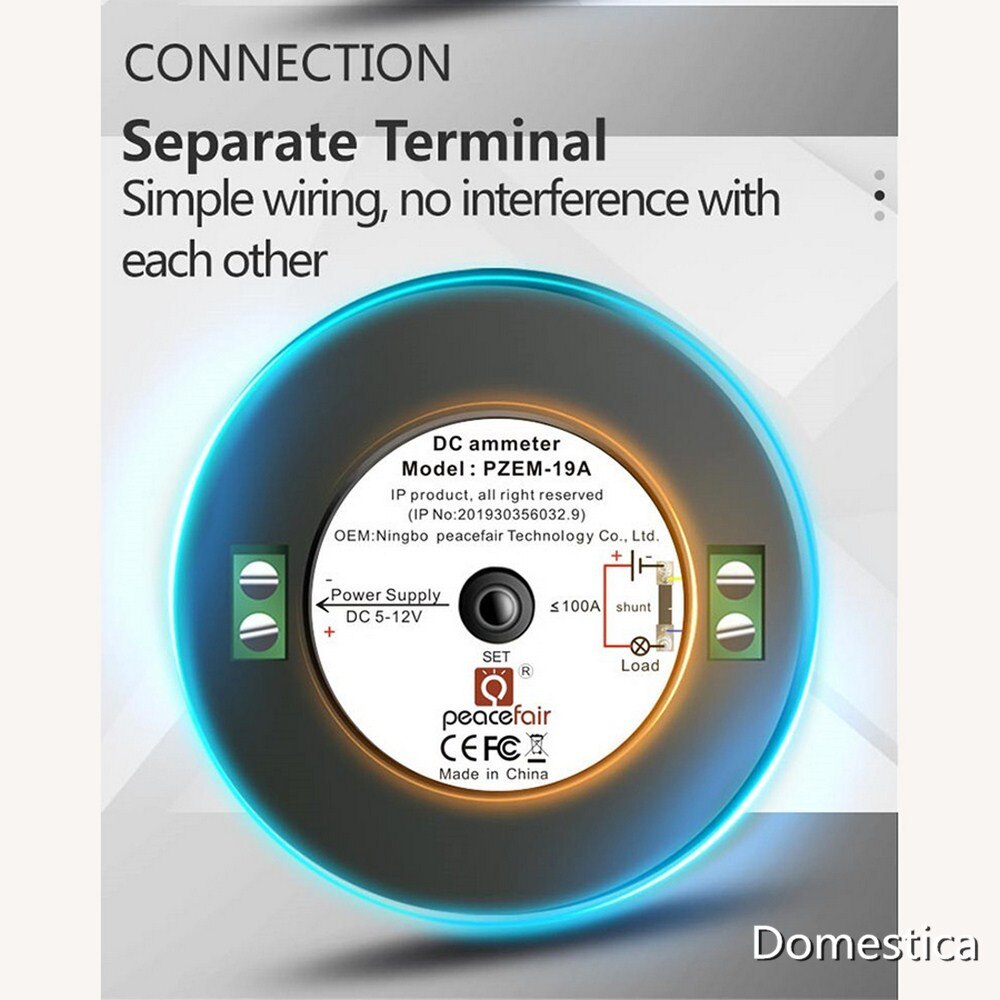 1PCS Round DC Digital Ammeter 100A/10A Household Measurement Tools Round High-End VA LCD Ammeter Current Meter