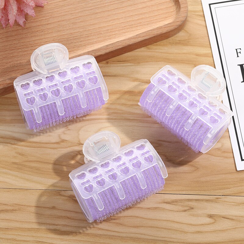 3pcs mulheres meninas cor-de-rosa cabelo ondulação onda rolos auto aperto salão de beleza pp plástico cabeleireiro rolos 3*6 cm: Purple