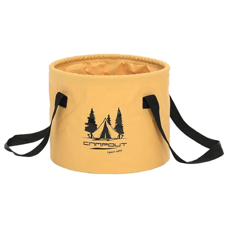 CAMPOUT Camping Folding Bucket Portable Wash Basin Foot Basin Travel Fishing Bucket Camping Storage Bucket: Light Yellow