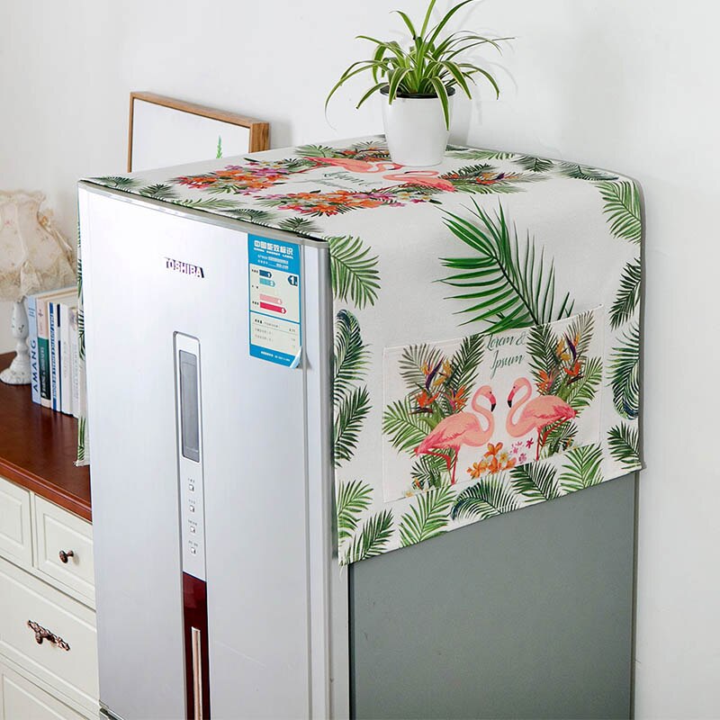 Bomullslinne dammskydd mikrovågsugn kylskåp tvättmaskin lämnar palm kinesisk stil japansk gitter modern vågskydd: Plommon