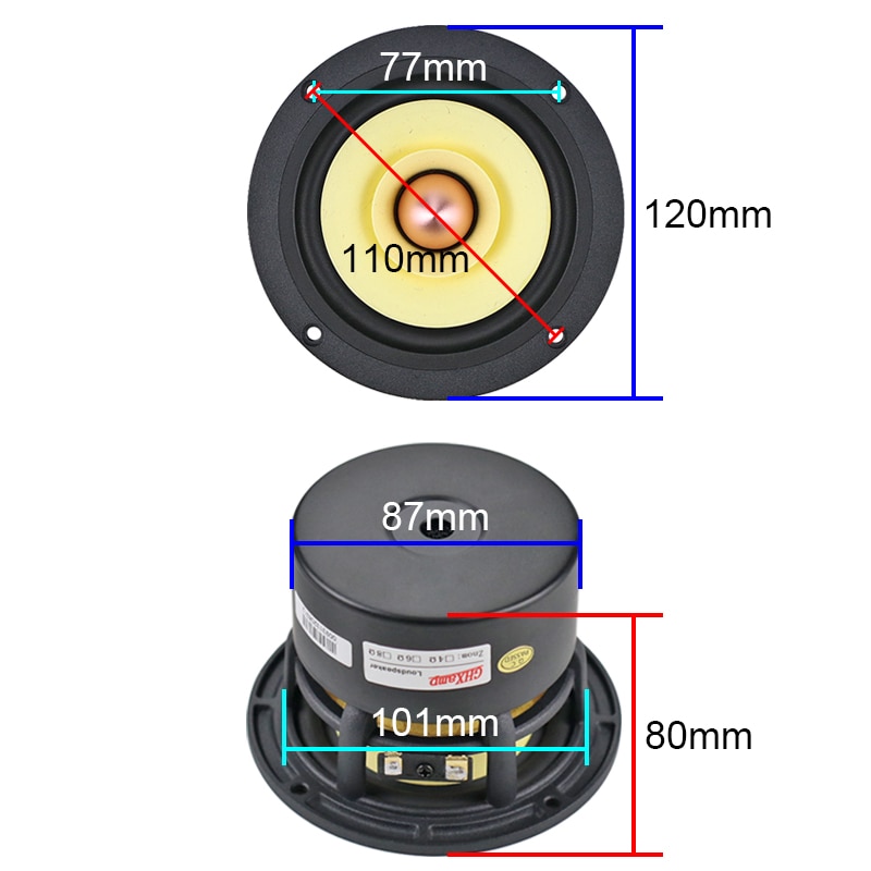 GHXAMP 4 inch 25W full Range Speaker HIFI Bamboo Fiber Aluminum Basin Treble Midrange Thick Bass For Tube Amplifier Round 1PC