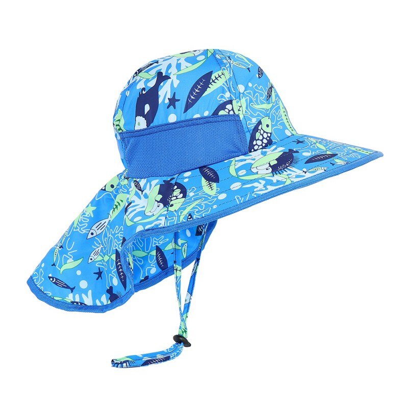 Kids UPF 50+ Bucket Sun Hat UV Sun Protection Hats Children Summer Play Hat with Neck Flap: A8