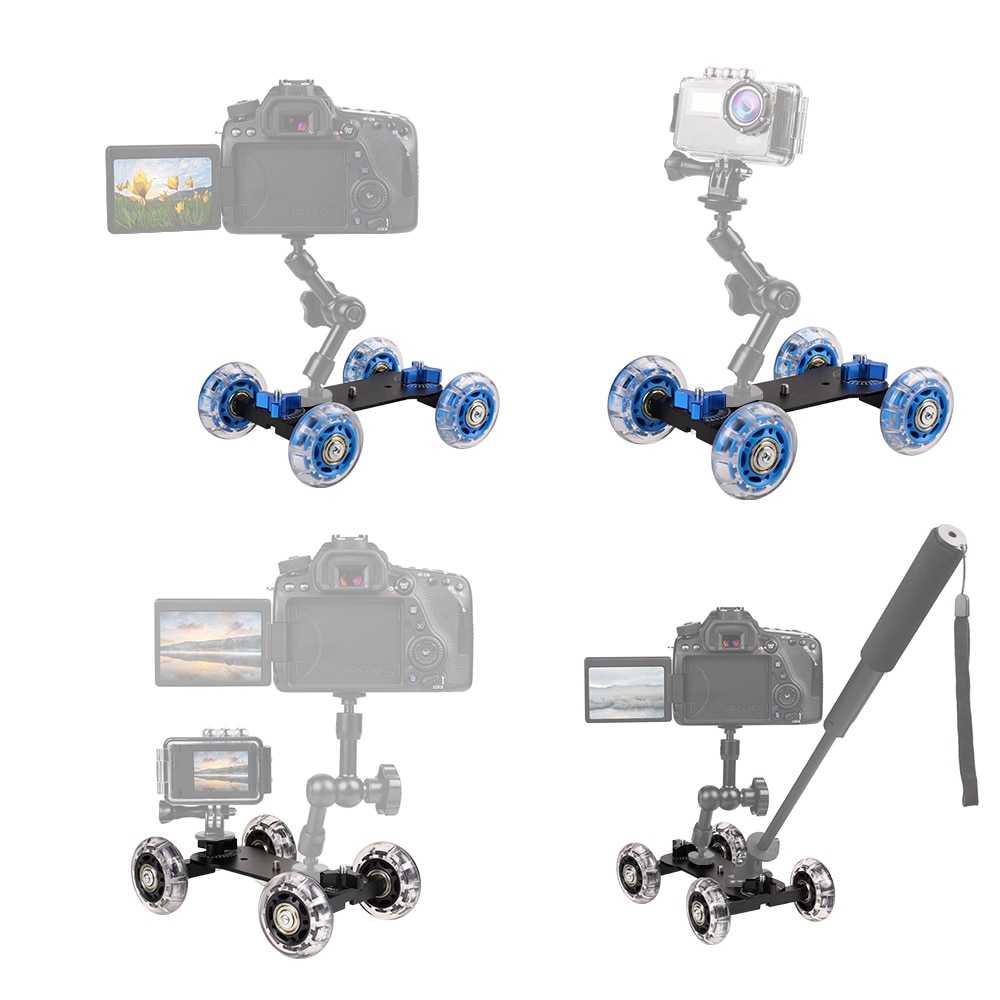 DSLR Camera Video Photograph Rail Rolling Track Slider Skater Table Dolly Car Blue Flexible For Speedlite 5d2 7D 60D