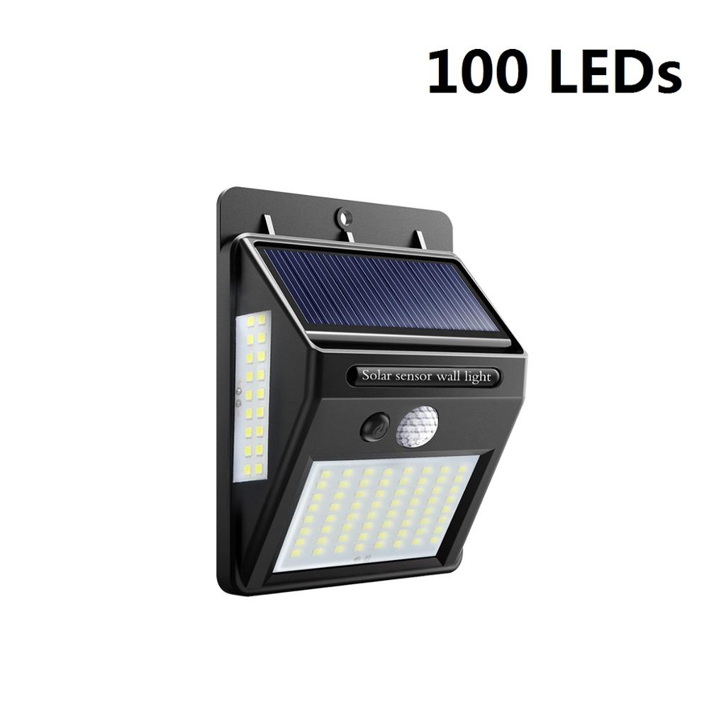 110/100/35/20 led utomhus solcellsvägglampa pir rörelsesensor solcellsdriven gatubelysning för gatustaket trädgårdsbelysning: 100 lysdioder