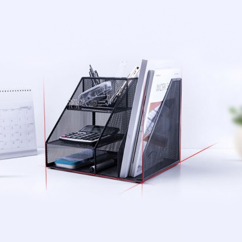 -Home Office Desktop Office storage File Rack Organizer Sorter Black Metal Mesh
