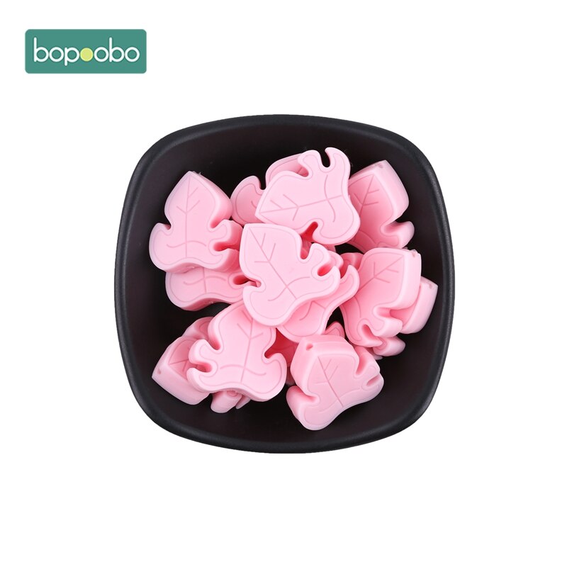 Bopoobo Silicone Teether Bead 10pcs BPA Free Silicone Turtle Leaf Beads Silicone Beads Baby Teething Beads Baby Teether: Candy pink