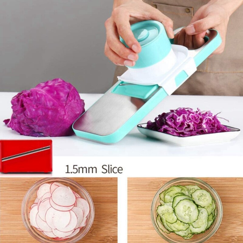 Mandoline snijset groenterasp voedselversnipperaar roestvrijstalen groentesnijder met handbescherming