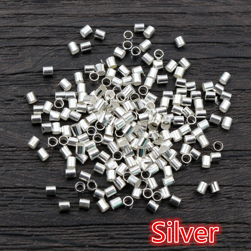 500pcs 1.5 2.0mm Or Argent Couleur Tube Crimp End Perles Bouchon Spacer Perles Pour Collier Fabrication de Bijoux DIY conclusions Fournitures: L / GRIS