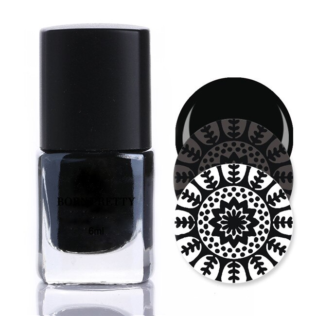 Geboren Pretty 1 Fles Goud Zilver Nail Stempelen Nagellak Nail Art Stempelen Polish Afdrukken Vernis: Pattern 2