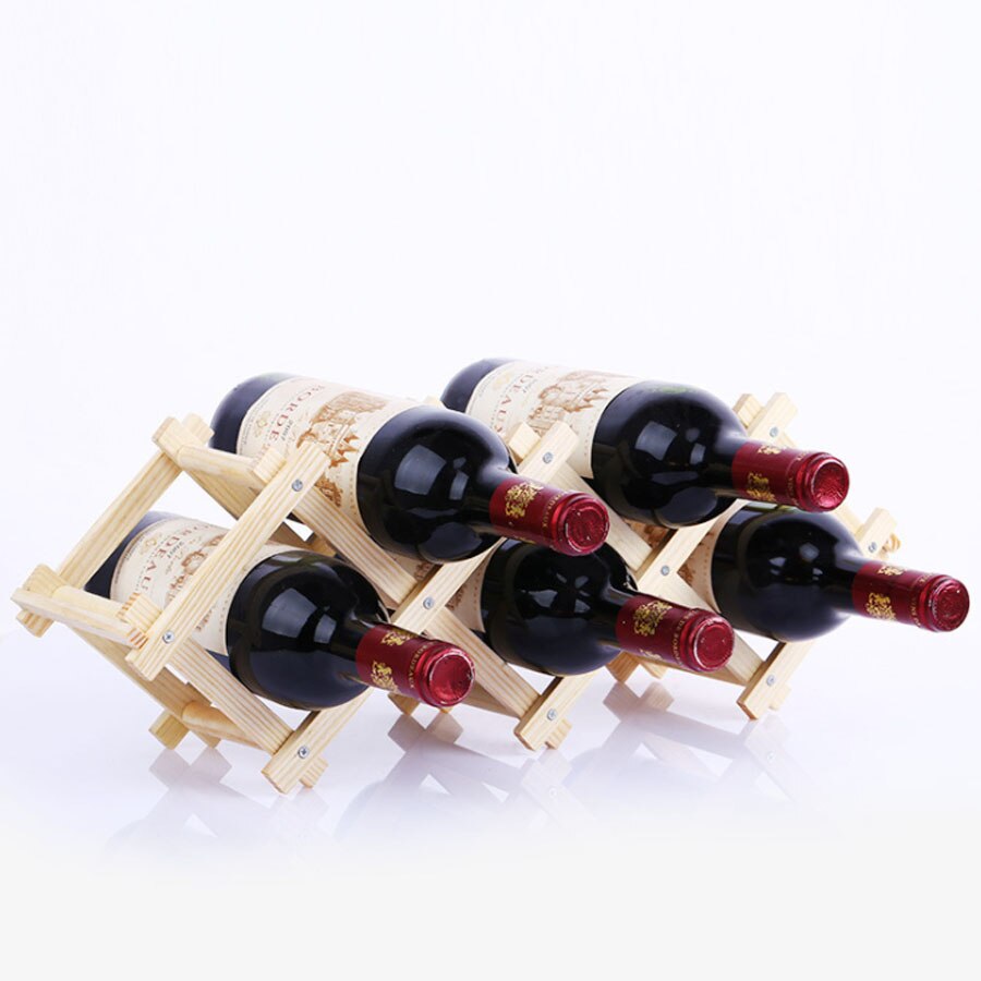 Trä rött vin rack dekorativa hyllor hållare montera bar display hylla vikning trä vin rack alkohol dryck flaskhållare