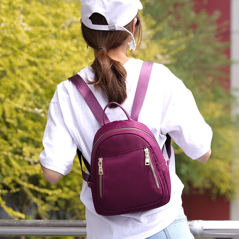 Mochila pequeña de nailon para mujer, morral pequeño de nailon resistente al agua, con de flores, de viaje, multifunción, para playa, mochila escolar