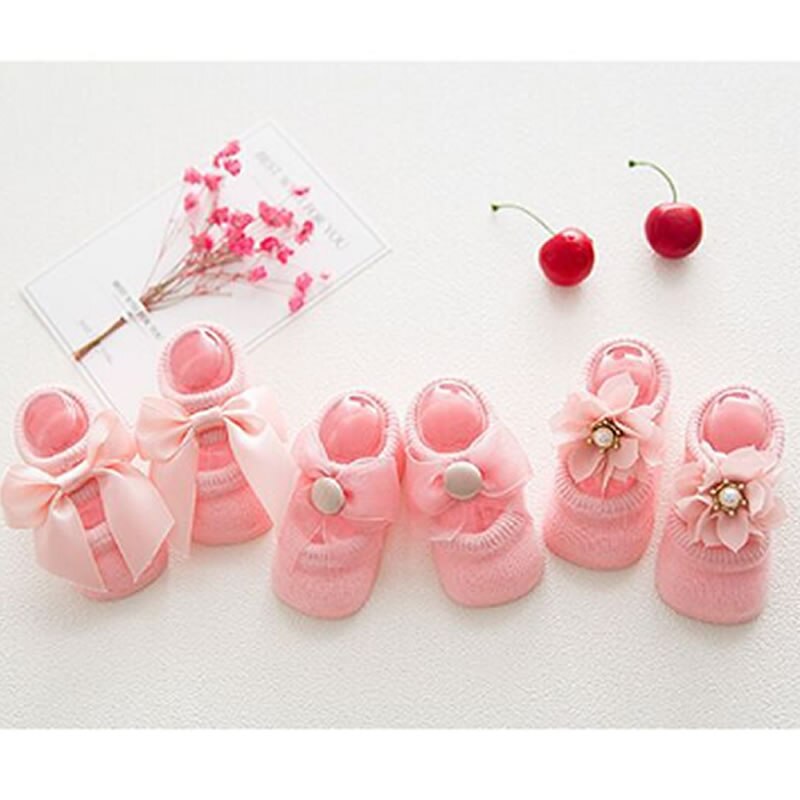 Kanten stijl prinses strik baby katoenen sokken uitgehold poreuze onzichtbare sokken kinderen snoepkleurige zomer vloer sokken antislip