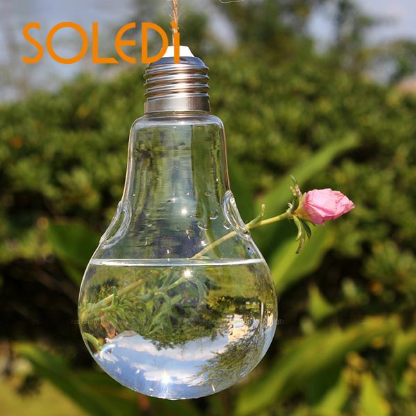 Clear Light Bulb Shape Glass Hanging Vase Bottle Terrarium Plant DIY Wedding Decor Hanging Flower Vase Garden Plant Pot Decor