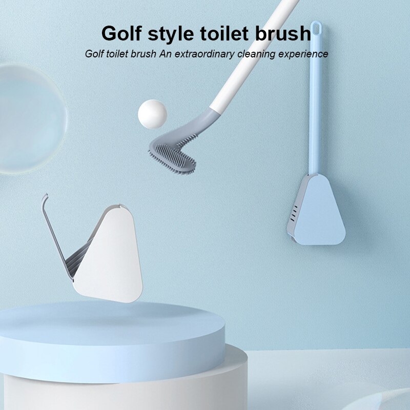 Brosse de toilette en caoutchouc souple, manche Long, en Silicone, pas de mort, nettoyage des toilettes, séchage rapide, accessoires de salle de bains