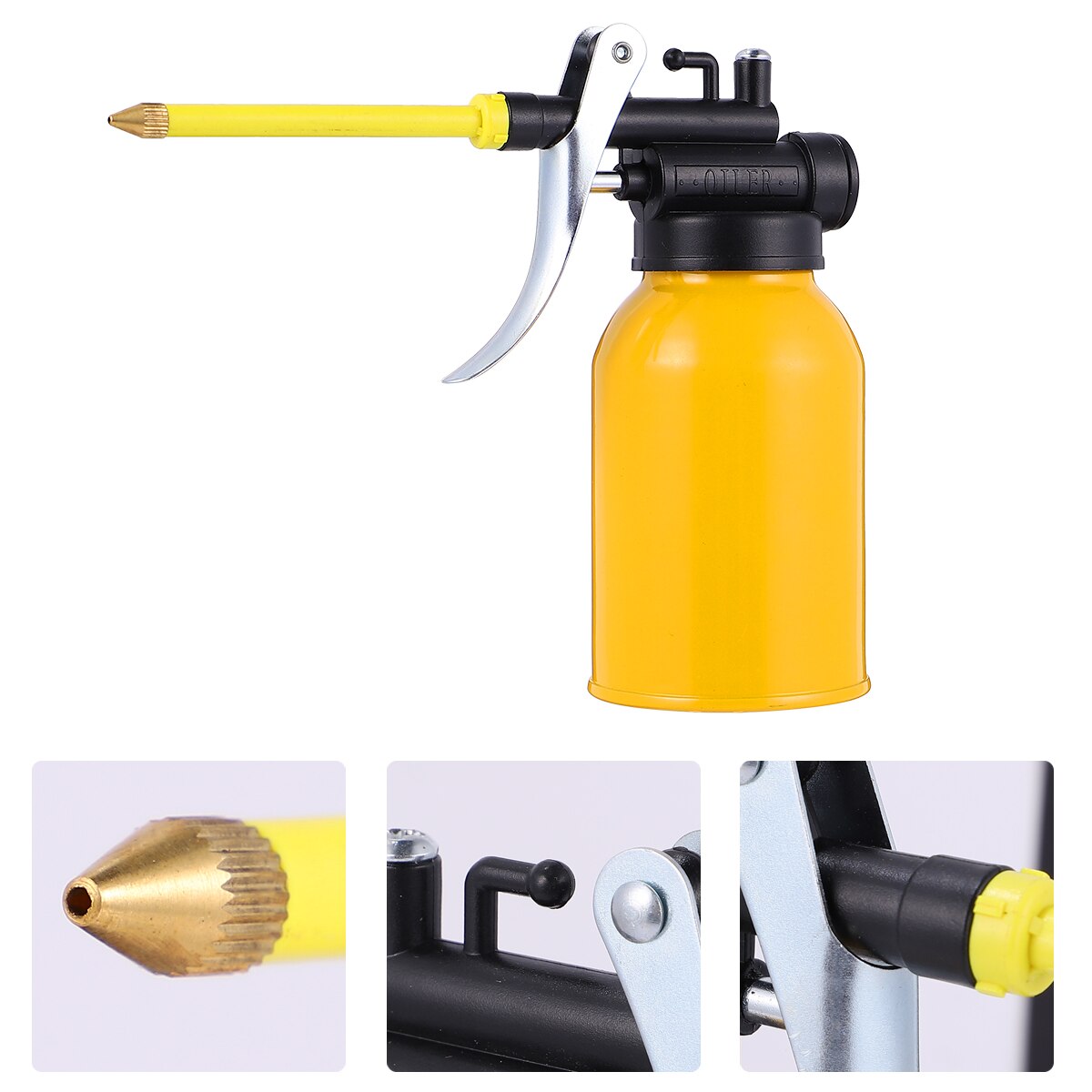 2 Pcs 250ml High Pressure Oil Pot Pump Oil Can Aluminium Oiler(Yellow): Default Title