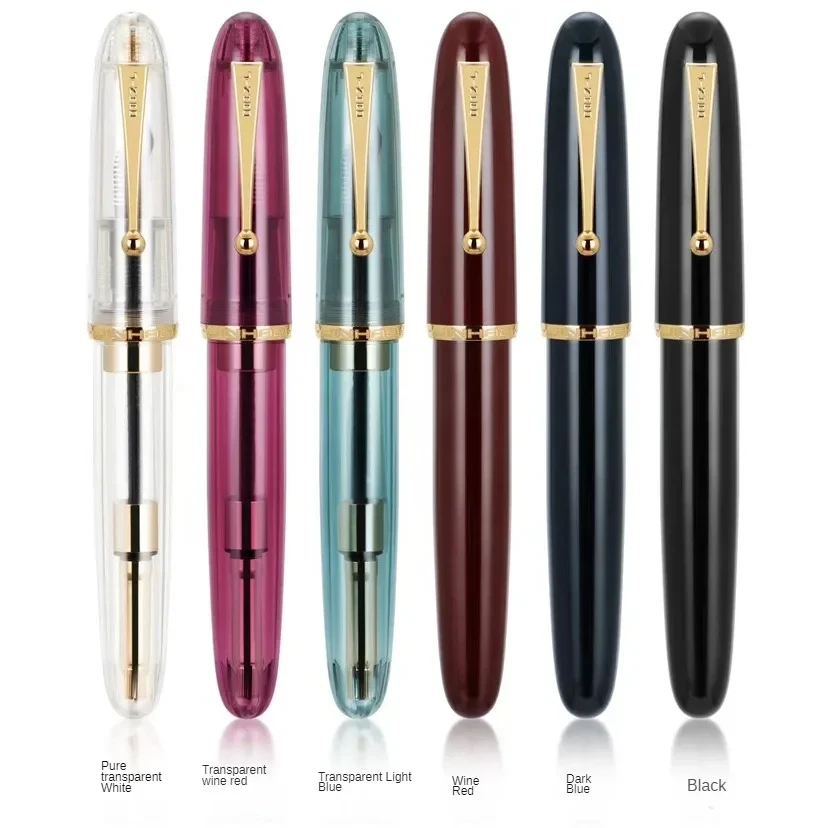 JinHao 9019 pluma estilográfica de lujo acrílico transparente Spin Pen F M papelería suministros escolares de oficina pluma de escritura